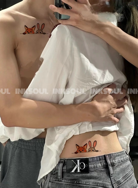 甜蜜窥探 | 3张 爆款尼克朱迪同款疯狂动物城好奇心纹身贴cp情侣