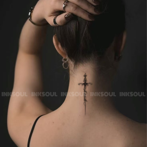 INKSOUL 潮酷十字剑草本纹身贴极简个性手腕防搓持久ins果汁辣妹