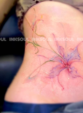 紫仙漫腹 | 腹上生花紫鸢尾花藤蔓妊娠纹遮盖疤痕剖腹产纹身贴