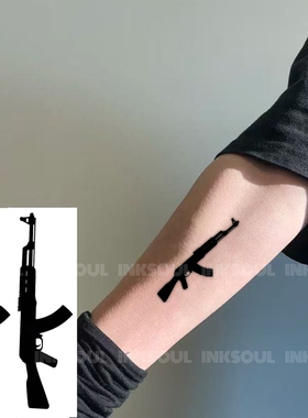 INKSOUL 双枪霸气AK47仿真纹身贴ins草本贴纸潮酷男女防水手臂贴