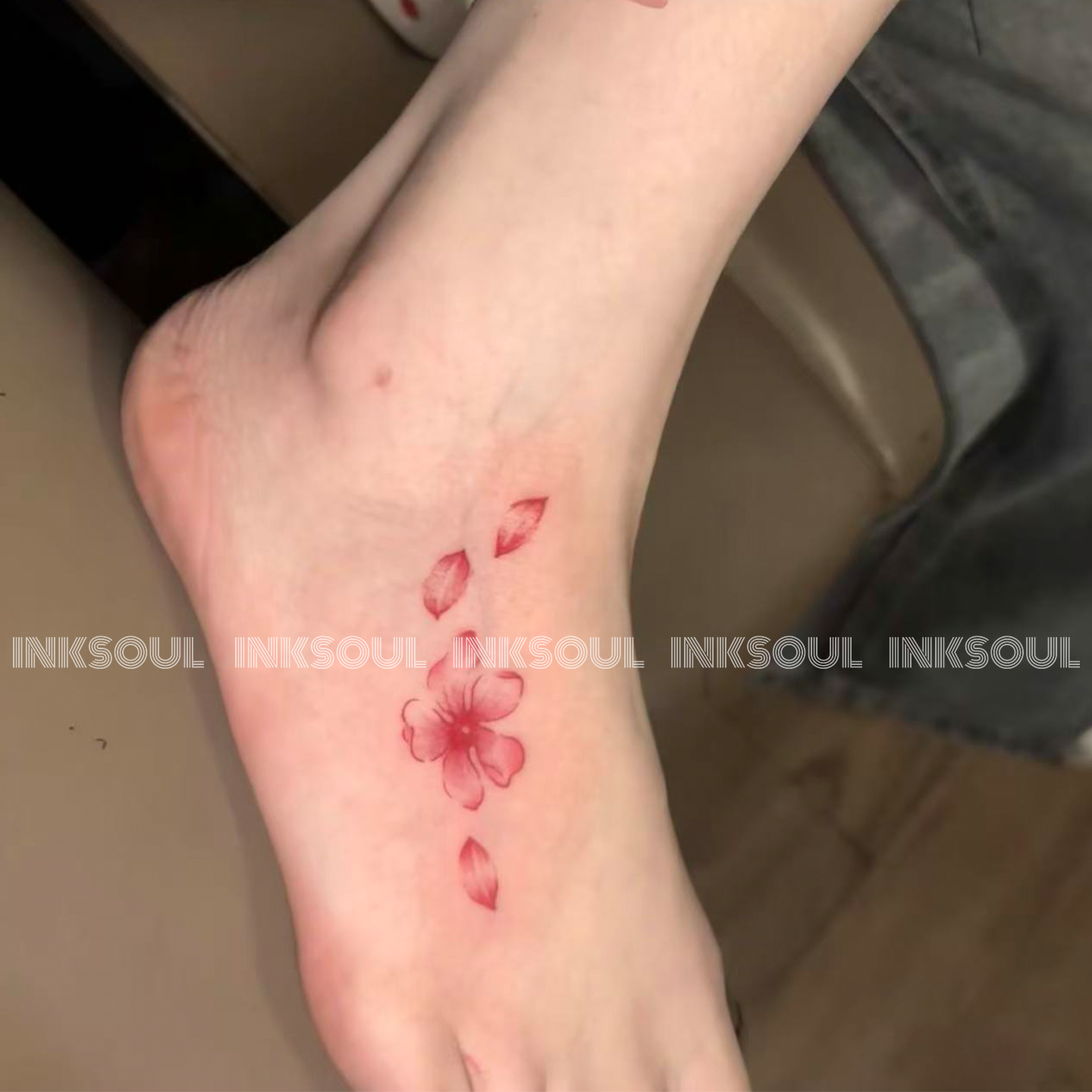 步步生花 | 唯美花瓣彩色纹身贴樱花桃花脚背好运防水防搓不反光