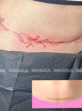 缎带引蝶 | 新款蝴蝶结飘带镂空仙女高级ins纹身贴遮盖妊娠纹疤痕