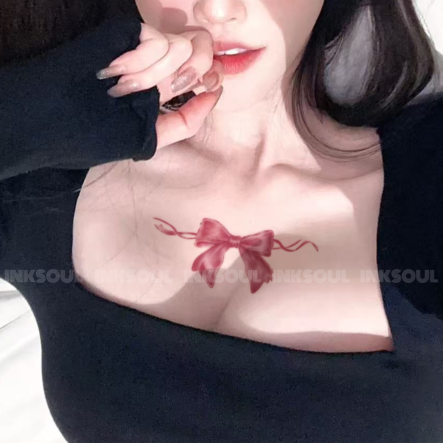 INKSOUL粉绡系愈性感蝴蝶结纹身
