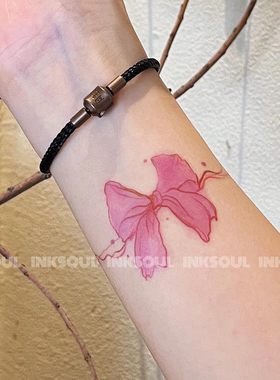 缚蜜为环 | 韩系ins蝴蝶结纯欲彩色纹身贴女防水持久手腕锁骨可洗