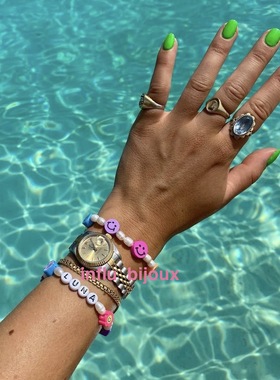 funkyandfancy小众定制名字ins花朵趣味彩虹珍珠土酷y2k手链项链