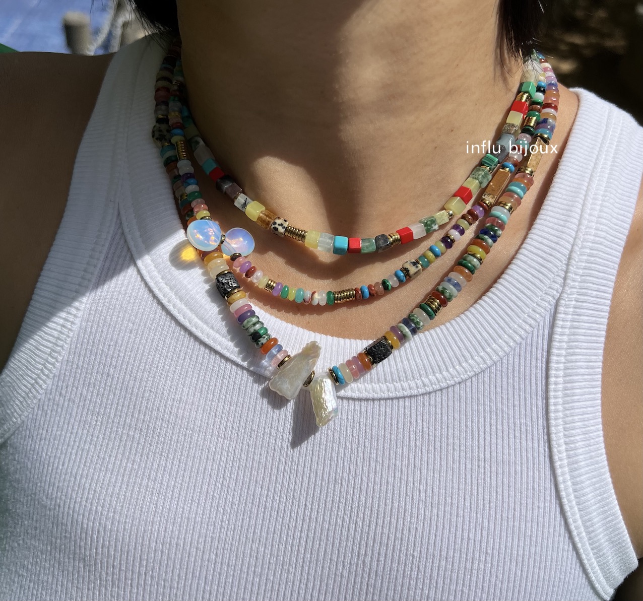 原创设计天然石彩色飞盘调节