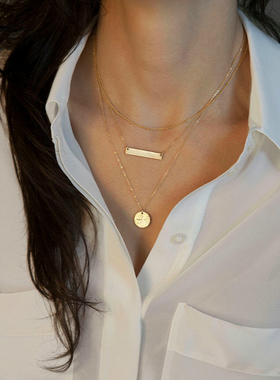 多层叠戴包金不退色项链手工定制