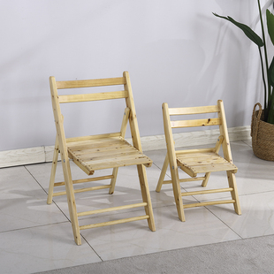 户外实木免安装折叠靠背椅休闲便携式餐桌椅柏木收折椅木质家用凳