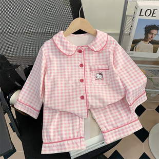 女童睡衣春秋新款云朵棉长袖儿童开衫可爱卡通女孩宝宝家居服套装