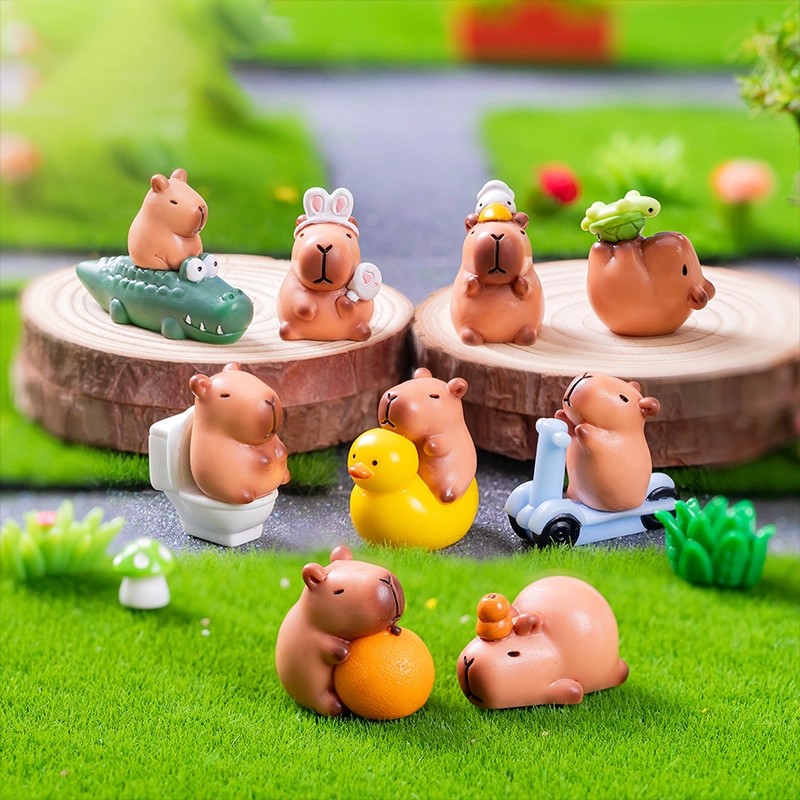 可爱卡皮巴拉水豚治愈树脂手办