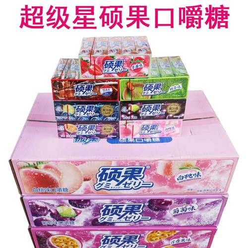 整箱硕果口嚼糖35克抹茶味可乐味葡萄味草莓味1件超市批发包邮