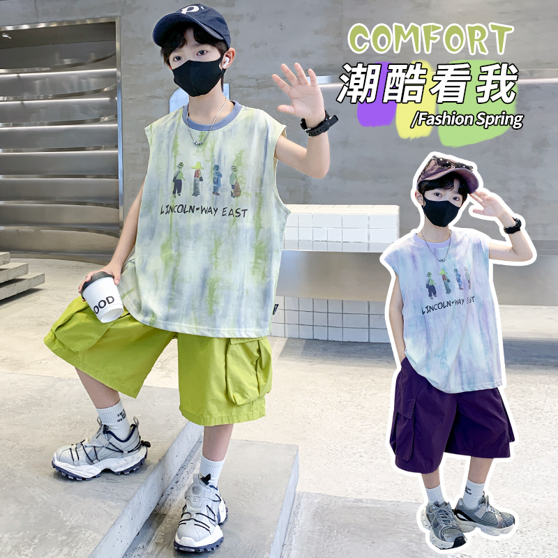男童夏装套装2025新款男童背心套装男童夏款套装男童套装夏季