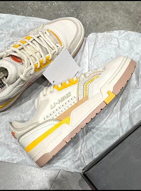 LiNing李宁 001 BTC SP 潮流 低帮 板鞋 女款 灰黄色 / AZGS092-2