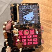豹纹kitty猫大哥大适用华为purax手机壳典藏版 pocket2手链三星GalaxyZFlip67荣耀magicvflip2 未小米mixflip2