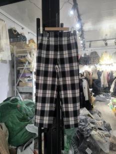 品牌撤柜秋冬新款韩版时尚显瘦百搭格子西装裤女中高腰九分长裤子