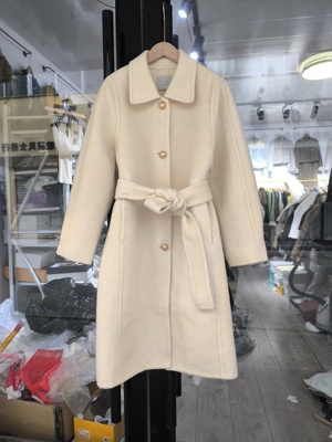 2025新韩版冬时尚百搭双面羊绒大衣女收腰腰带中长款毛呢外套撤柜