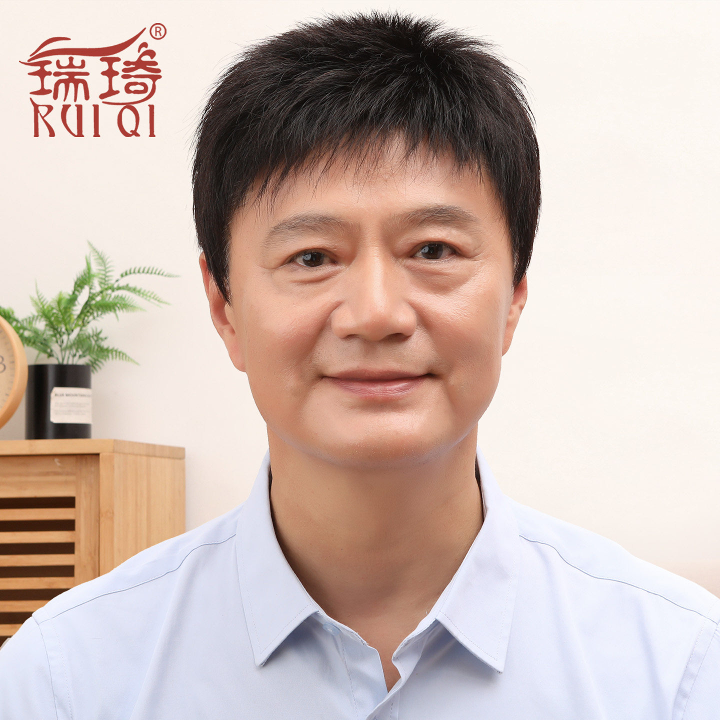 假发男士寸头全头套式中老年短发遮盖白发光头真发自然假发男透气