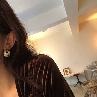 法式气质金属925银耳钉耳夹女复古高级感螺纹珍珠耳环