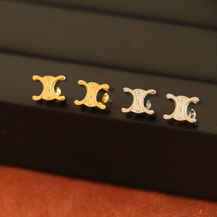 法式轻奢立体凯旋门耳钉女欧美复古小众高级感简约百搭镀金耳环