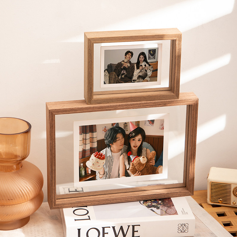 双面透明相框摆台6寸8书法字画摆件真玻璃拍立得展示架照片小画框