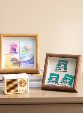 软磁贴挂板磁扣收纳盒相框摆台冰箱贴黏贴板收纳框徽章板展示框架