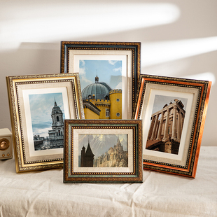 复古怀旧摆台相框5五6六7七8八10轻奢加洗照片框A4寸美式画框挂墙