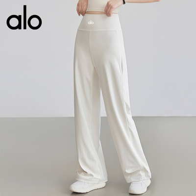 AIo宽松运动长裤直筒垂感显瘦高腰瑜伽裤透气速干跑步训练健身裤