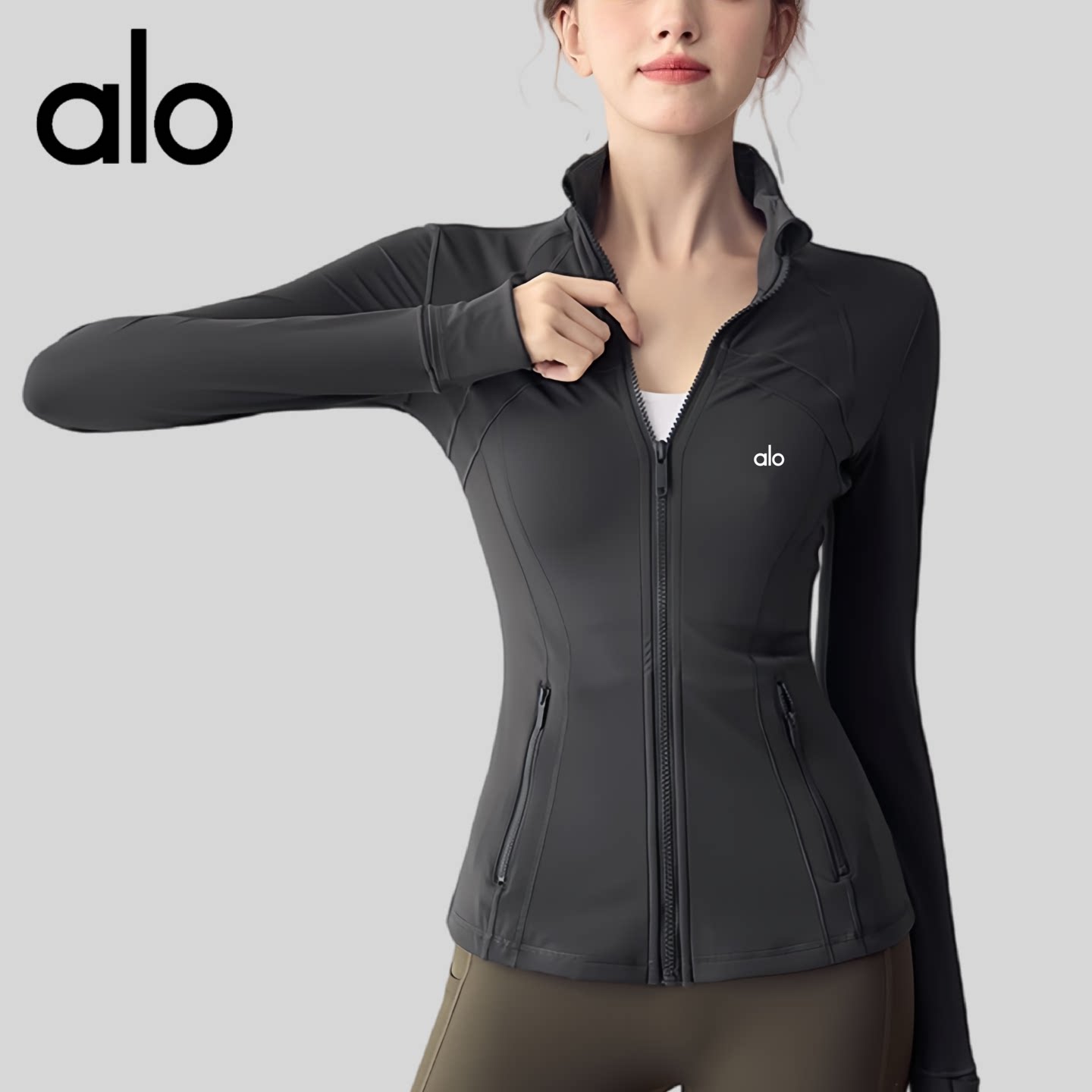 AIo高级感运动外套女修身显瘦立领健身夹克户外防风保暖上衣长袖