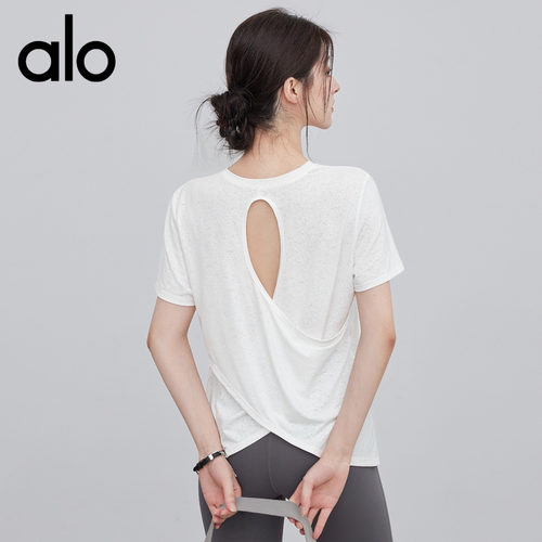 AIo夏季运动健身短袖T恤速干跑步训练瑜伽服透气罩衫上衣紧身显瘦