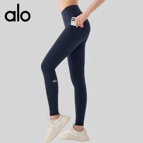 AIo春夏高强度运动紧身裤高腰收腹瑜伽裤女侧口袋蜜桃臀健身裤