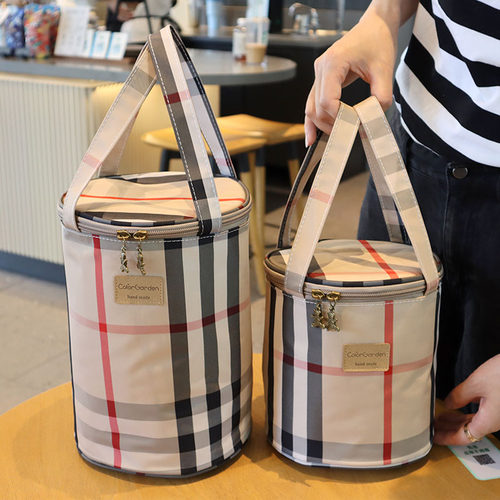 经典格子保温便当包圆桶包