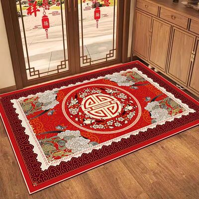 硅藻泥新中式入户门玄关地垫家用喜庆客厅卧室进门口地毯耐脏门垫