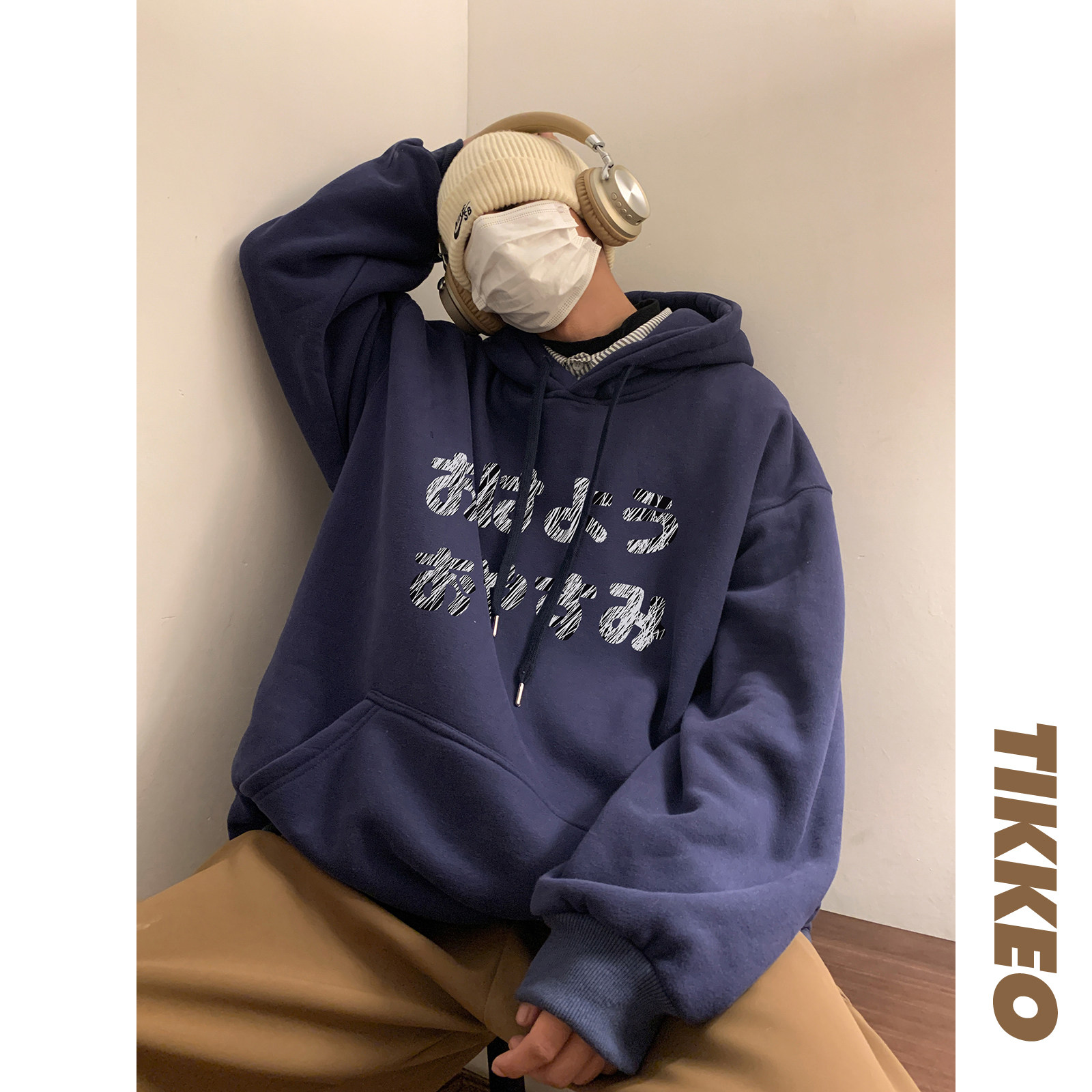 加绒加厚潮流百搭宽松连帽卫衣男D328-WY269-P65，男装卫衣，电商D328