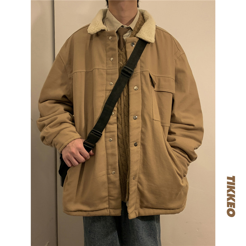 羊羔绒翻领宽松棉衣外套男D328-DY3319-P125，男装棉衣，电商D328