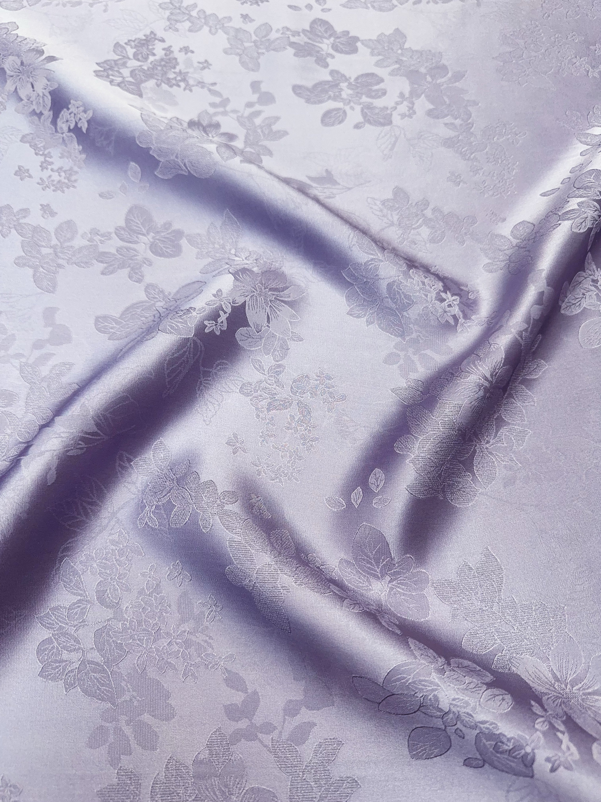 thumbnail for 繁花/透孔花罗提花真丝面料100%桑蚕丝连衣裙衬衫国风布料19姆米