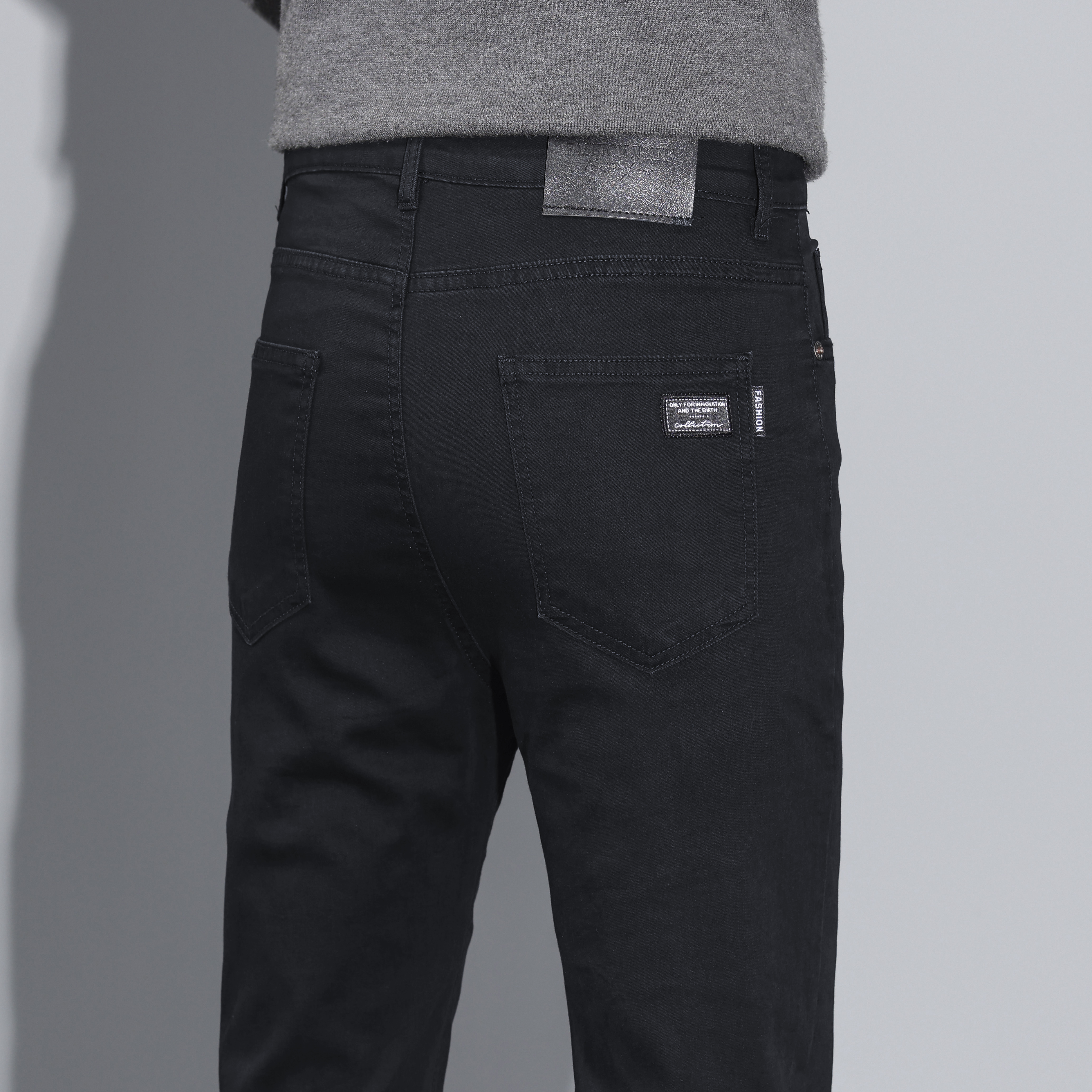 2025秋冬厚款高弹力男士牛仔裤小直筒修身商务休闲百搭男装长裤子