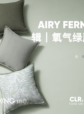 LIVING inc.氧气绿蕨 雪尼尔抱枕沙发客厅靠垫套卧室春夏绿色靠枕