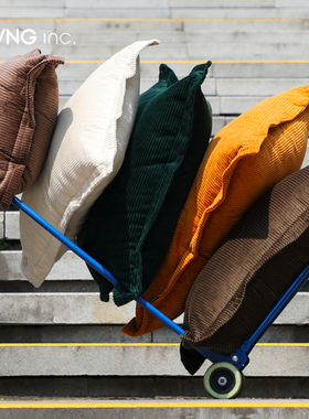 LIVING inc.大条灯芯绒 抱枕沙发客厅条绒大靠背垫套中古纯色枕头