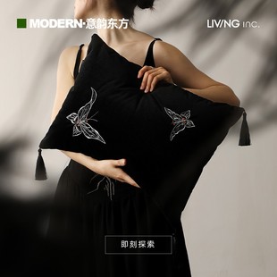 国风腰靠垫枕套 东方美学蝴蝶刺绣沙发抱枕新中式 LIVING inc.丛落