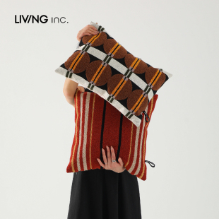 LIVING 中古几何棕色沙发抱枕轻奢高级感复古靠背垫 inc.巴斯协奏