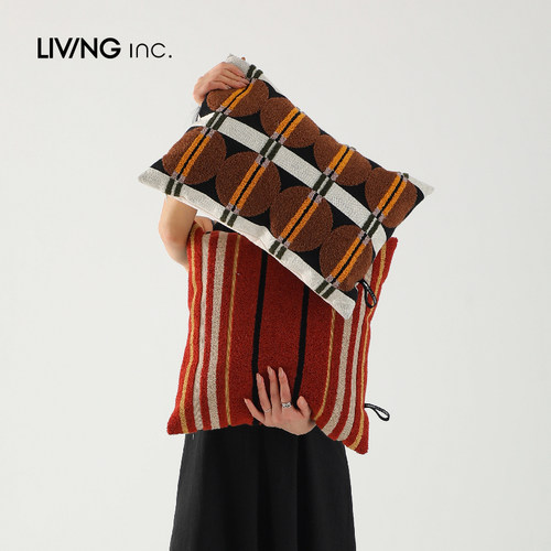 LIVING inc.巴斯协奏 中古几何棕色沙发抱枕轻奢高级感复古靠背垫