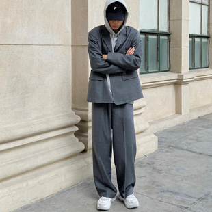 少量现货羊毛桑蚕丝BC静奢老钱必选极简中线西裤优雅垂感宽松西裤