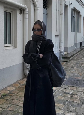 Lem风格 belted tote bag 炭黑色单件斜挎包 jennie同款帆布包