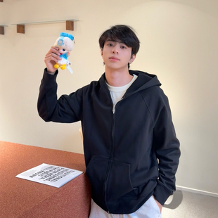 天花顶925银拉链25十字梵文刺绣黑色连帽卫衣hoodie男女同款 宽松