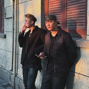 925 夹克 银扣拉链棉服外套夹克 三十字架黑色拼皮工装 自主风格