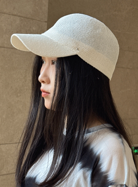 春夏鸭舌帽棒球帽遮阳防晒逛街黑白色亚麻女士洋气简约显脸小透气
