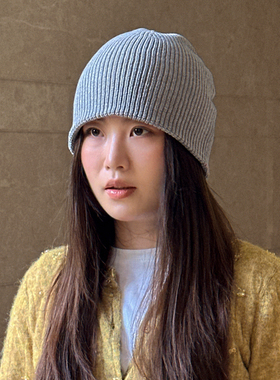 短版型韩系显脸小堆堆帽冷帽针织帽2026年新款帽子女士灰色套头帽