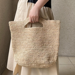 草色拉菲草手工编织草编包菜篮子沙滩包夏季女士日本手提包小众