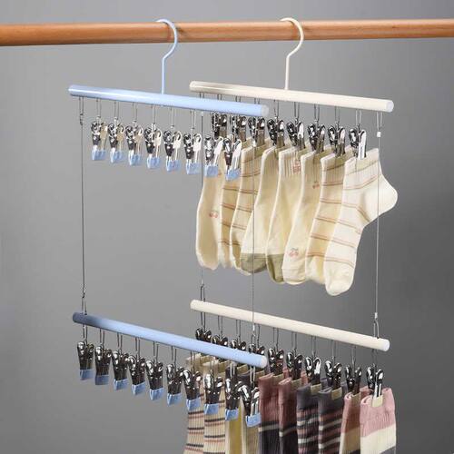 双层挂帽子夹收纳架挂钩衣柜针织帽无痕多功能夹内衣内裤宿舍袜夹