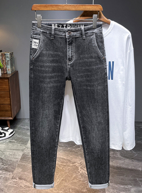 山野人SYR牛仔裤男士修身小脚弹力韩版潮流休闲长裤 弹力简约潮裤